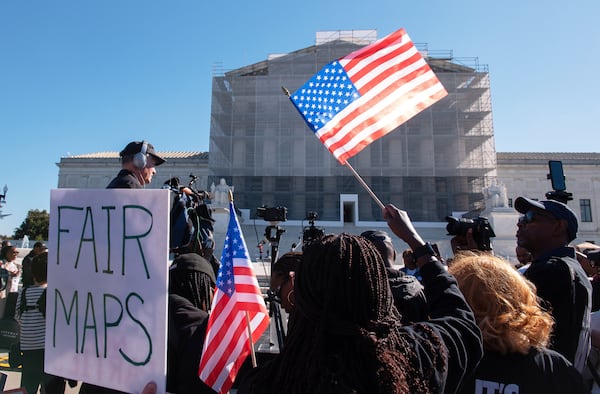 Voting rights activists gathered outside of the U.S. Supreme Court in Washington earlier this month.