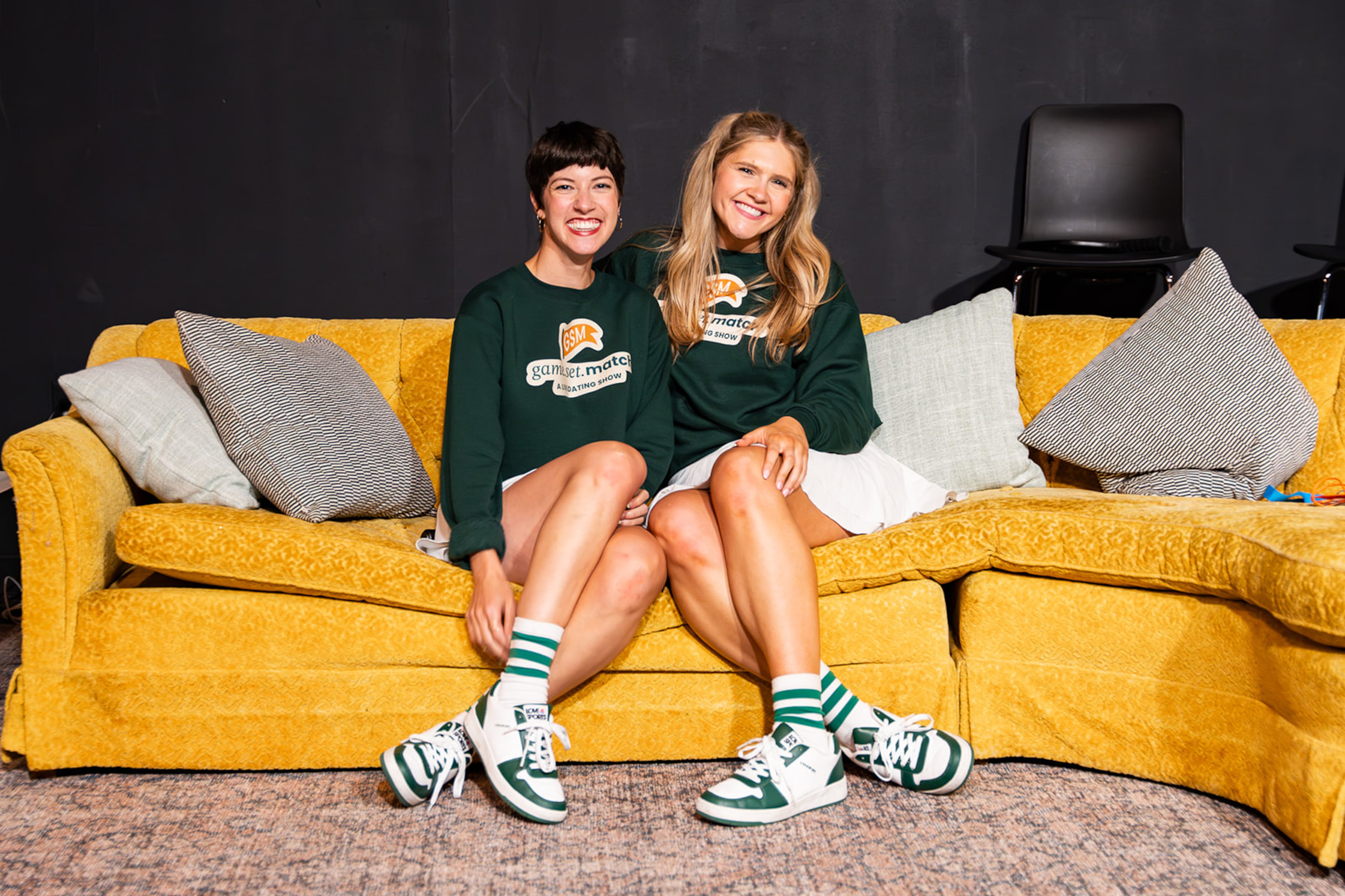 Atlanta-based improv comedians Liv Mangiaracina (left) and Sarah Stipe created “Game. Set. Match.” after they both got fed up with dating. (Courtesy of Cosby Crittenden)