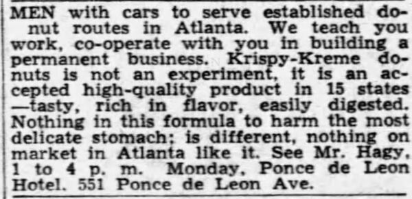 This advertisement appeared in The Atlanta Constitution in 1937.
