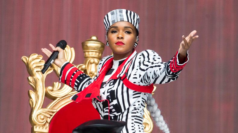 Janelle Monae performs at the SalesForce stage during the Music Midtown festival at Piedmont Park in Atlanta, Sunday, September 16, 2018. (ALYSSA POINTER/ALYSSA.POINTER@AJC.COM)