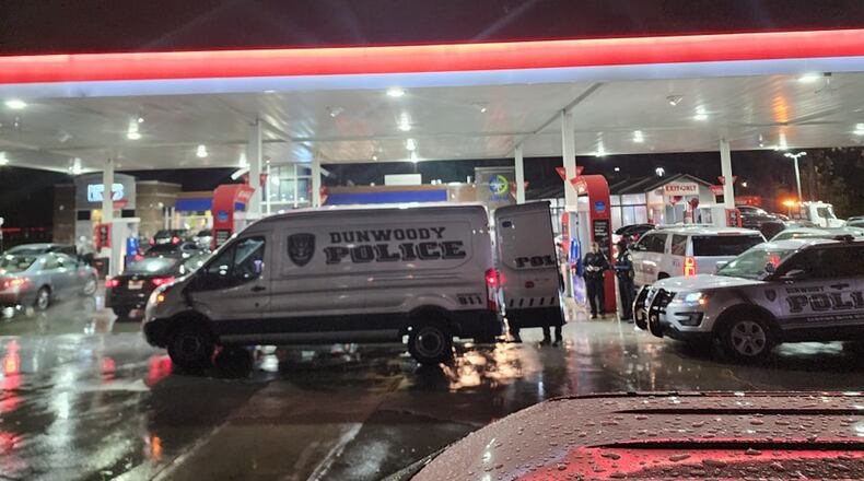 Dunwoody police responded to an Exxon on Ashford Dunwoody Road after they said a man threatened to burn down the gas station.