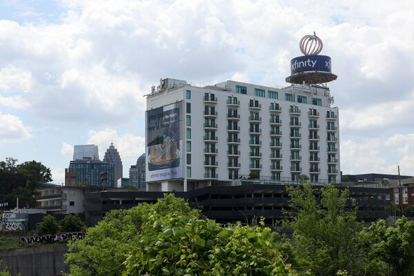 The Peach apartment building is shown near the downtown connector. (Jason Getz/AJC)