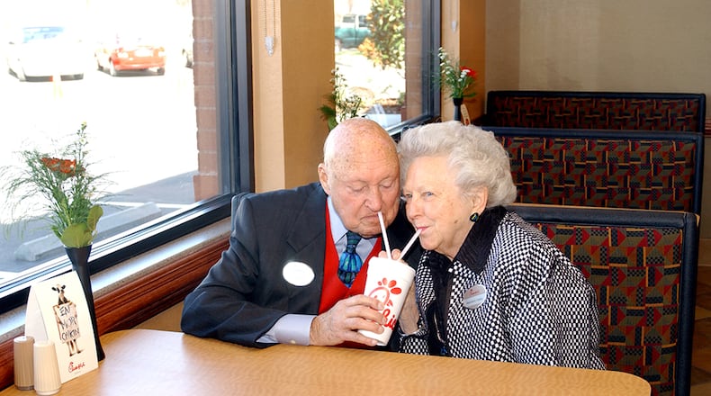 “Our mother has always been the spiritual nucleus and encourager of our family,” said eldest son Dan Cathy. The Cathys had three children, 12 grandchildren and 20 great-grandchildren. Courtesy of Chick-fil-A