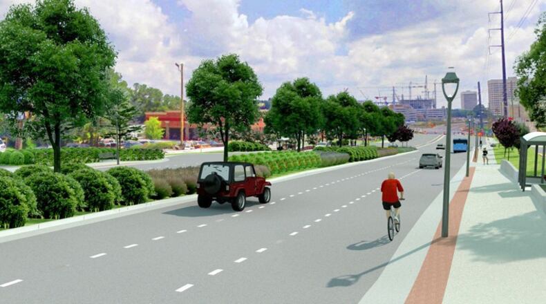 This artist’s rendering shows proposed development along Smyrna’s Spring Road corridor as the gateway to SunTrust Park and The Battery that could lead to $3.7 billion of new investment over the next 20 years and a tax increase for the city’s residents. AJC file photo