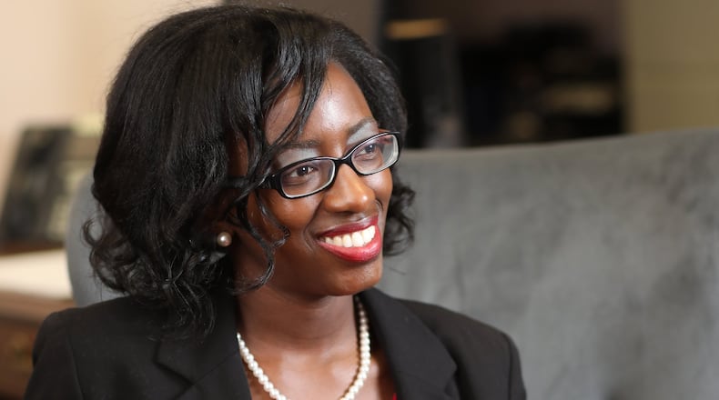 October 11, 2018 - Atlanta: Rep. Dar’shun Kendrick, D-Lithonia, is interviewed in her office at the Coverdell Legislative Office Building Thursday, October 11, 2018, in Atlanta. Rep. Kendrick is entering her ninth year as a state representative. This is a story on business women running for political offices. (JASON GETZ/SPECIAL TO THE AJC)