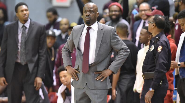 Morehouse head coach Grady Brewer looks on from the sideline during the 2018 triple overtime win at Clark Atlanta. (AJC file photo/Hyosub Shin)
