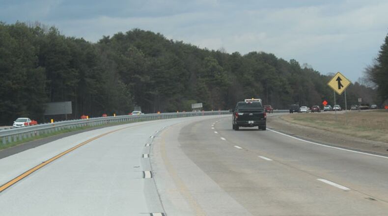 Ga. 400 at Bald Ridge Marina Road, part of a stretch of the freeway which was recently widened. Future projects of the same sort are being considered for the county’s latest transportation plan.
