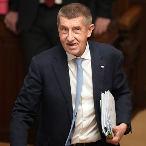 Czech Republic's Prime Minister Andrej Babis smiles during a meeting of the lower house of the Czech Parliament that is to decide whether to lift the populist' immunity from prosecution in a fraud case involving European Union subsidies, in Prague, Czech Republic, Thursday, March 5, 2026. (AP Photo/Petr David Josek)