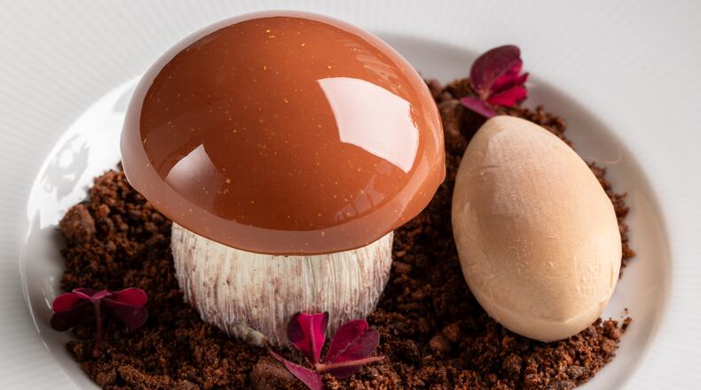 Porcini dessert at Capolinea in the Signia by Hilton in downtown Atlanta. (Courtesy of Bites and Bevs Media)