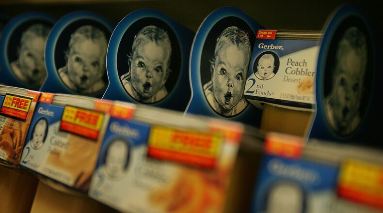 Gerber, maker of baby food products (pictured) and children's clothes, named the winner of its annual Gerber Baby Photo Search contest. (Photo by Mario Tama/Getty Images)