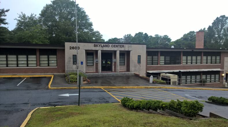 BROOKHAVEN, Aug. 6, 2015 — Officials in the City of Brookhaven may buy this old school building on Skyland Drive for the Brookhaven Innovation Academy charter school. The site of the Georgia Department of Vital Statistics is about a mile and a half from the Brookhaven-Oglethorpe MARTA train station, which could make it a convenient destination for students from outside the city. TY TAGAMI/AJC
