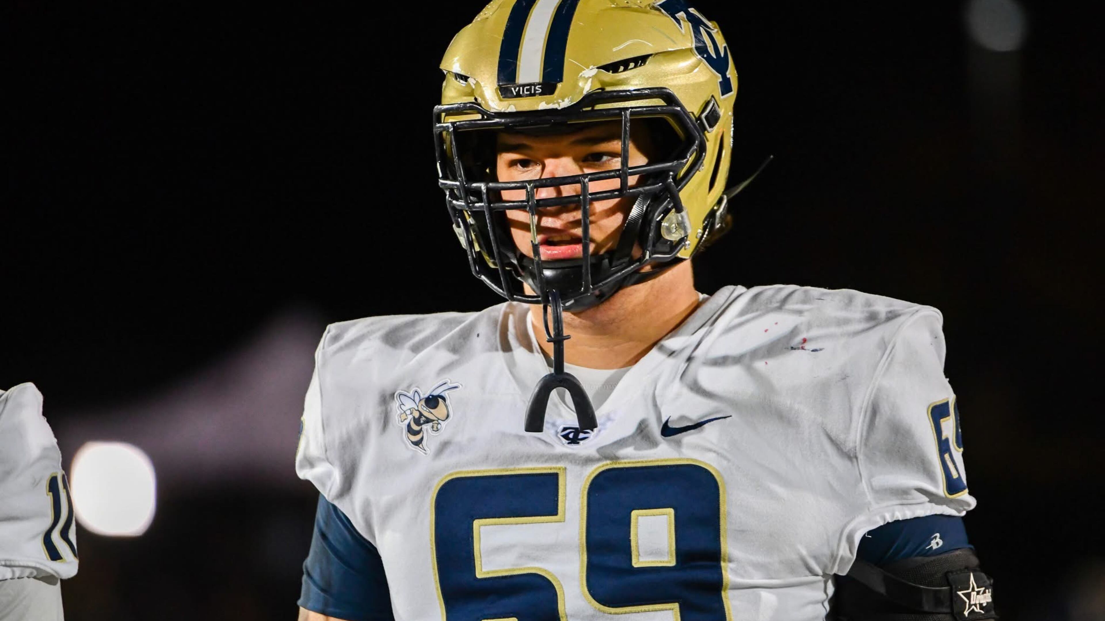 Center Artem Korchagin came to Thomas County Central from Russia when he was a 14-year-old freshman. He had never played football before, but as a junior he made the all-Region 2-5A first team last season and committed to California in April. (Courtesy of Thomas County Central)