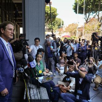 Los Angeles County District Attorney Nathan Hochman speaks to reporters in Los Angeles Tuesday, July 21, 2026, regarding the case of David Anthony Burke, known as D4vd, who was charged with killing a 14-year-old girl whose dismembered body was found in his car. (AP Photo/Jae C. Hong)