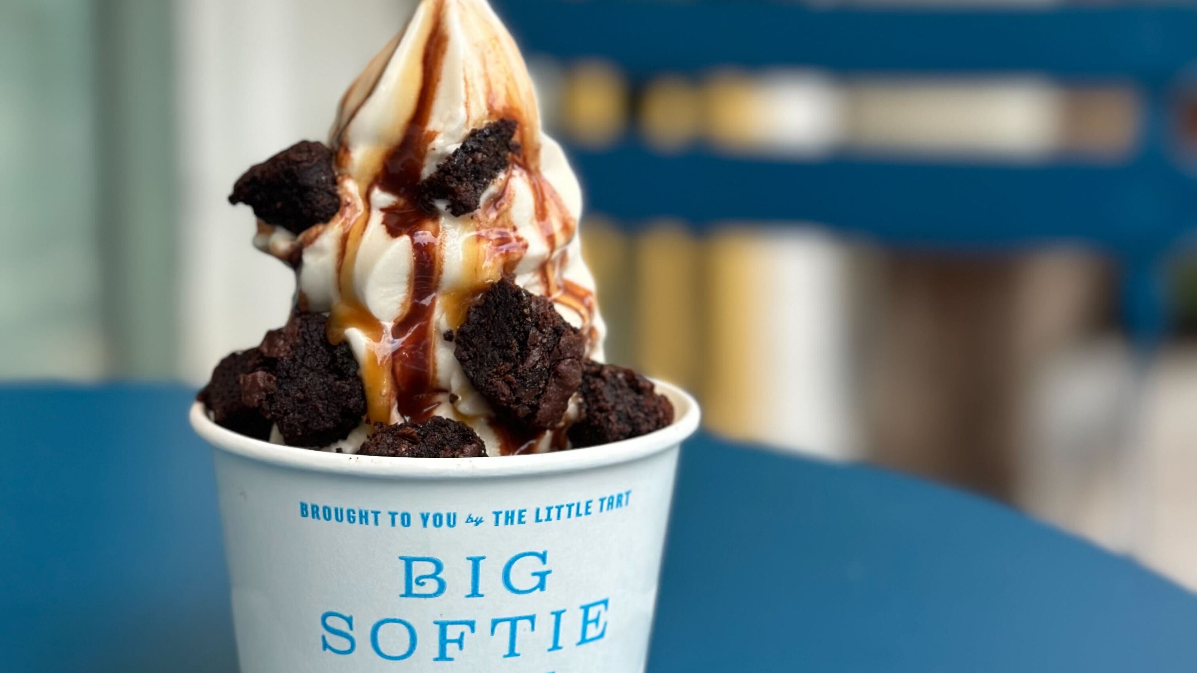 Big Softie’s soft-serve ice cream offerings include classics like vanilla, pictured here with toppings, plus vegan-free options. (Courtesy of Big Softie)