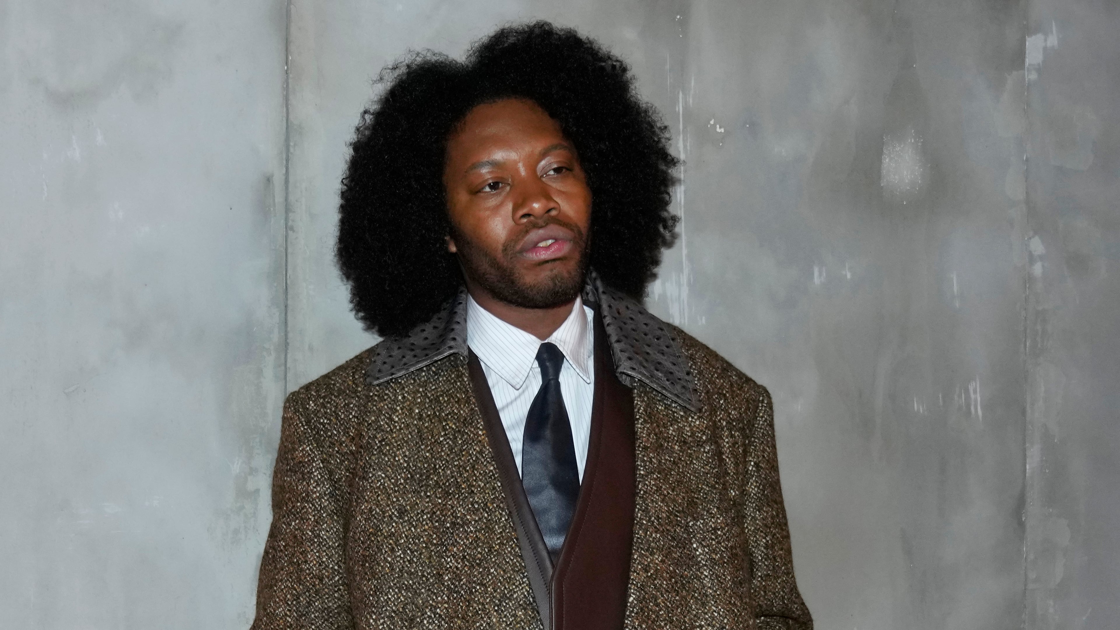 FILE - Jeremy O. Harris poses for photographers prior to the start of the Bottega Veneta women's Fall-Winter 2024-25 collection presented in Milan, Italy, Saturday, Feb. 24, 2024. (AP Photo/Luca Bruno, File)