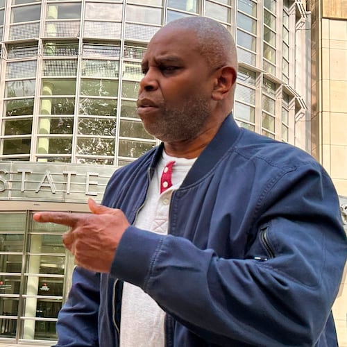 Former New York City Judge Edward Harold King leaves Brooklyn federal court, Wednesday, May 13, 2026, in New York, after making an initial appearance on a charge of wire fraud conspiracy in connection with an alleged real estate investment scam. (AP Photo/Michael R. Sisak)