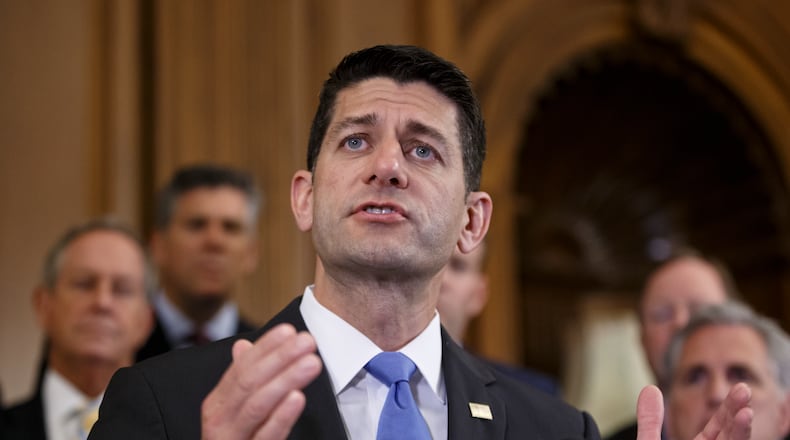 FILE - In this July 12, 2016 file photo, House Speaker Paul Ryan of Wis. takes questions during a news conference on Capitol Hill in Washington. Ryan is under fire from fellow Republicans upset with his messy political divorce from Donald Trump, with some threatening an effort to oust him. So far, the rumblings are limited and no one has advanced a potential replacement nearly as respected or popular among colleagues as the Wisconsin Republican. That suggests an uphill path to deposing Ryan, who was his party’s 2012 vice presidential nominee and could harbor White House ambitions. (AP Photo/J. Scott Applewhite, File)
