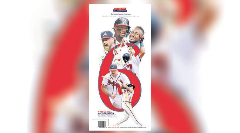 The cover of “Braves 2023: A Celebration,” a regular season recap section from The Atlanta Journal-Constitution.