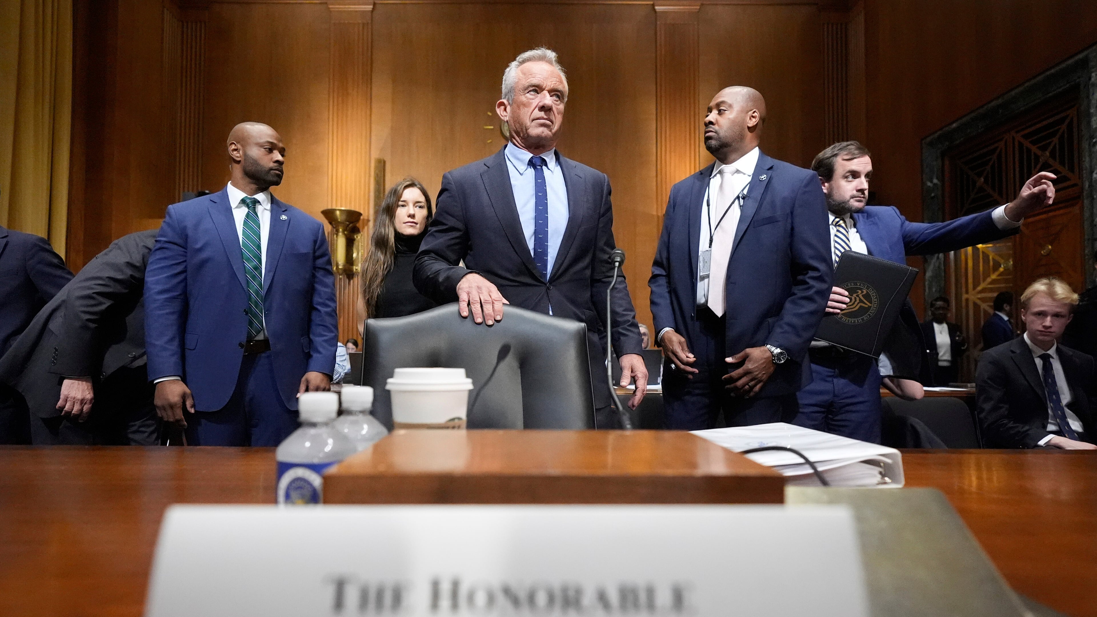 Secretary of Health and Human Services Robert F. Kennedy Jr. arrives before the Senate Finance Committee on Capitol Hill in Washington, Thursday, Sept. 4, 2025. (Mark Schiefelbein/AP)
