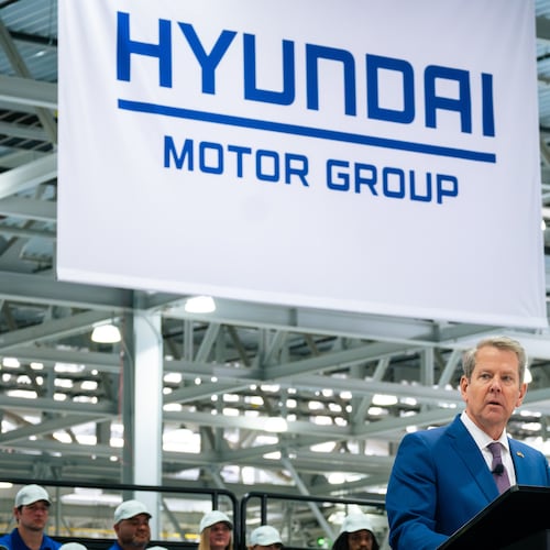 Gov. Brian Kemp spoke at the grand opening of the Hyundai Metaplant in Bryan County on March 26, 2025. (Justin Taylor/The Current)