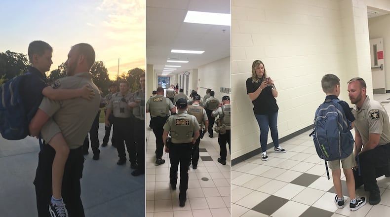 Deputies escorted Caden Dixon to school Tuesday morning for his first day of fourth grade.