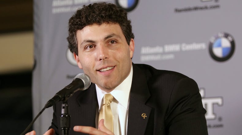 Georgia Tech's newly appointed basketball head coach Josh Pastner talks at a news conference at Georgia Tech, Friday, April 8, 2016, in Atlanta. (Taylor Carpenter/Atlanta Journal-Constitution via AP) MARIETTA DAILY OUT; GWINNETT DAILY POST OUT; LOCAL TELEVISION OUT; WXIA-TV OUT; WGCL-TV OUT; MANDATORY CREDIT