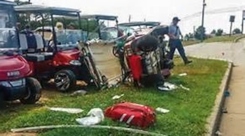 This 2015 golf cart collision did not involve a teenager, but shows how vulnerable carts and their occupants are to accidents. Courtesy Peachtree City Police Department
