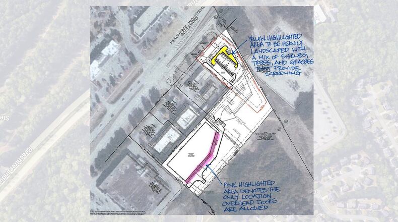 Suwanee recently approved zoning and permits for a 115,200-square-foot 3-story climate controlled self-storage facility and 4,375-square-foot car wash at 300 Peachtree Industrial Blvd. COURTESY CITY OF SUWANEE