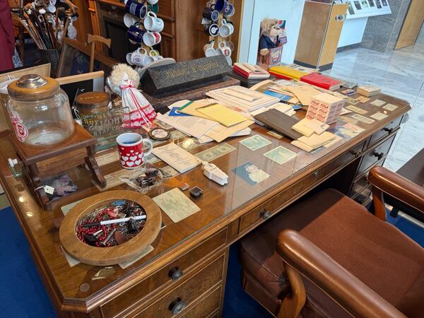 Images of the late House Speaker Tom Murphy’s replica office at the University of West Georgia. (Greg Bluestein/AJC)
