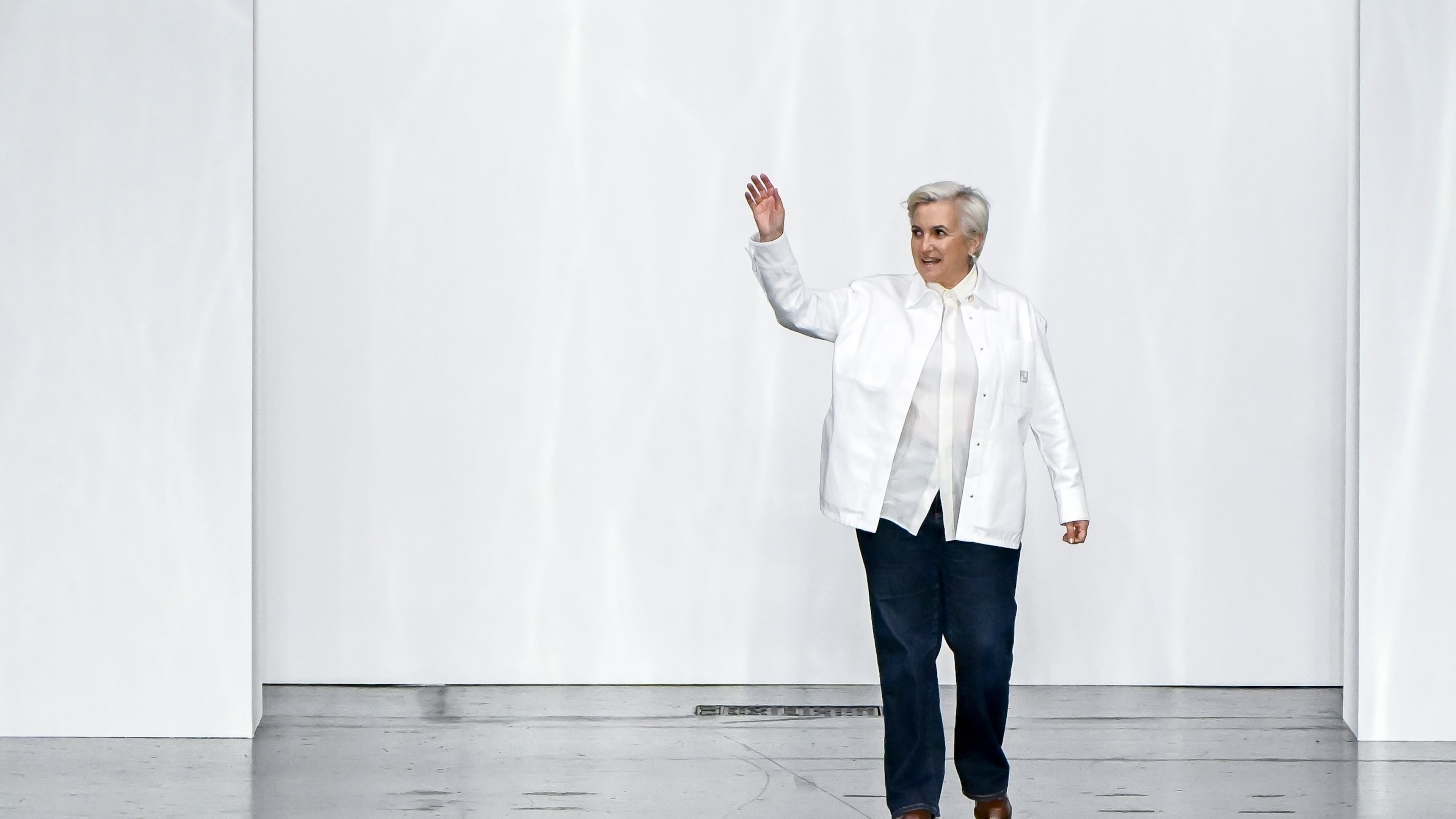 FILE - Designer Silvia Venturini Fendi appears after the Fendi Spring Summer 2025 collection, that was presented in Milan, Italy, on June 15, 2024. (AP Photo/Nicola Marfisi, File)