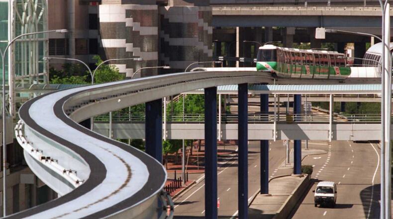 Inner city monorail in downtown Sydney, Australia. AJC file