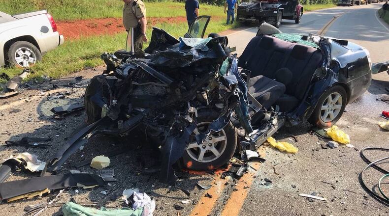 A crash in Monroe County involving this Nissan Altima and another vehicle killed two people and seriously injured a 10-month-old.