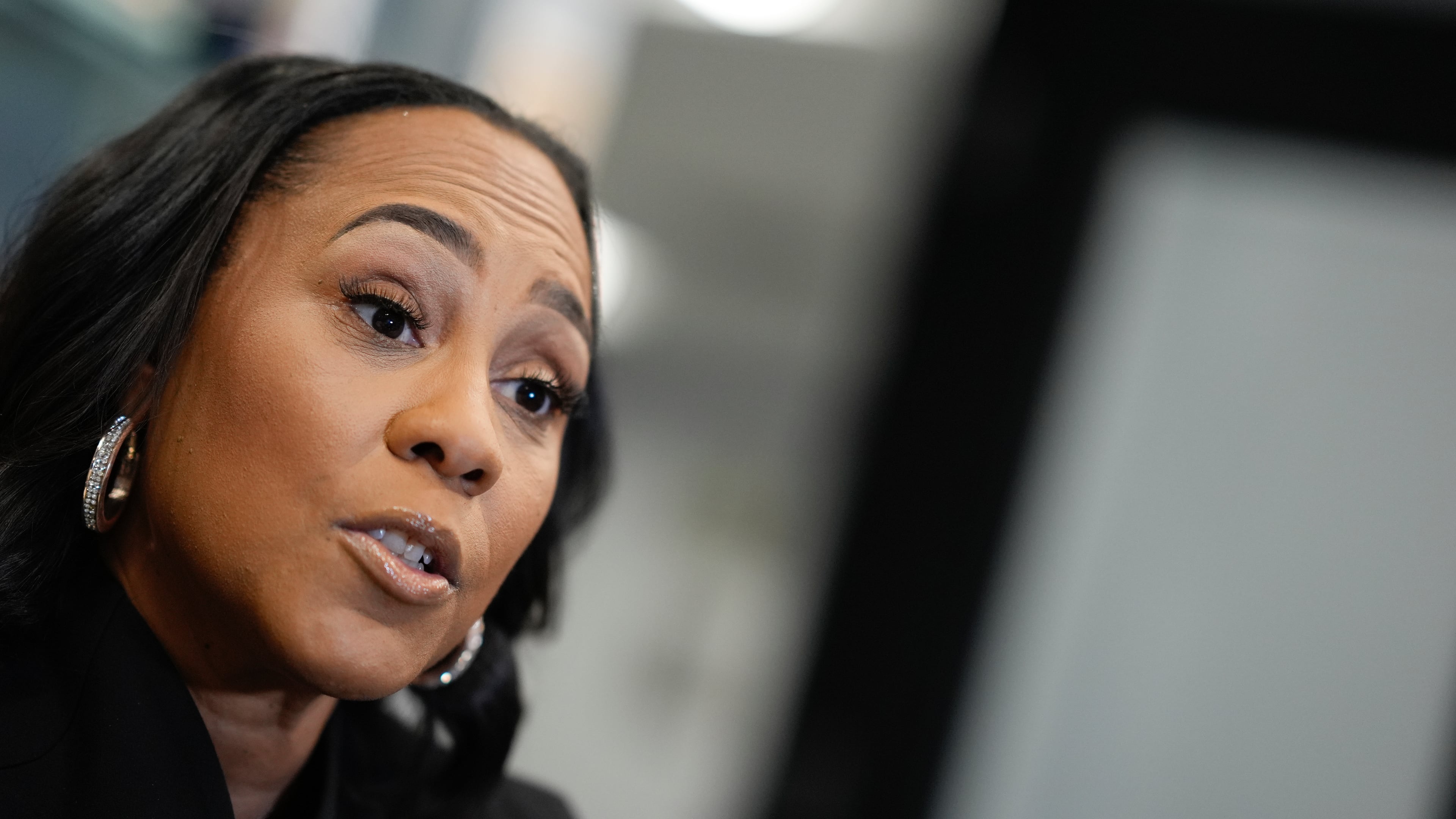 FILE - Fani Willis, District Attorney of Fulton County speaks to the Associated Press on Tuesday, Oct. 22, 2024, in Atlanta. (AP Photo/Brynn Anderson, File)