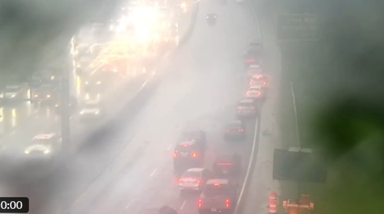 Heavy afternoon showers flooded several westbound lanes of U.S. 78 in DeKalb County on Friday, forcing drivers over to the right shoulder. (Channel 2 Action News)