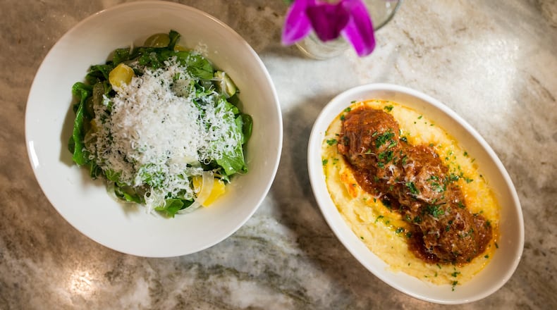 Bar Americano arugula salad, Sal’s Meatballs, and Millionairess cocktail. CONTRIBUTED BY MIA YAKEL