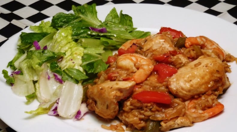 Jambolaya and chopped salad. (Linda Gassenheimer/TNS)