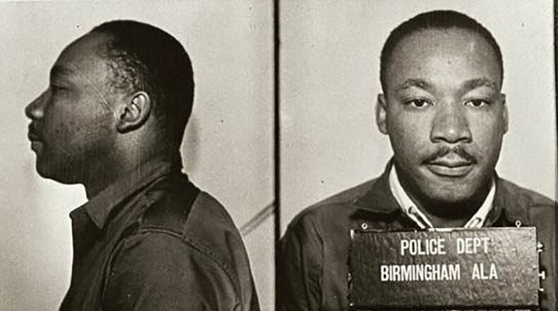 Martin Luther King, Jr., in April 1963, after being arrested in Birmingham. (Birmingham Police Department)