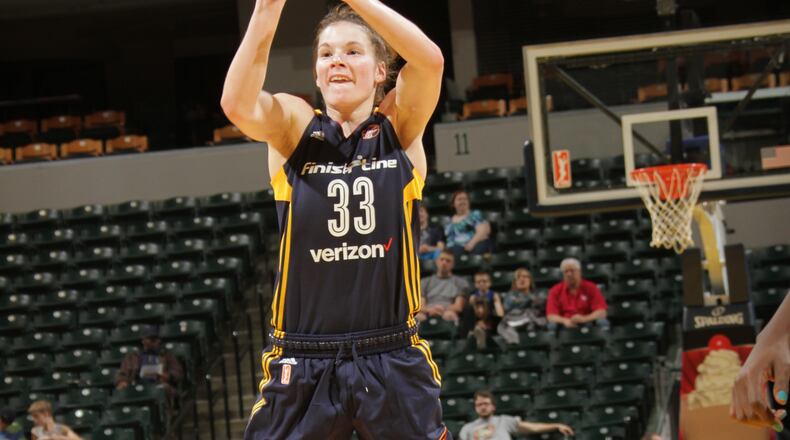 INDIANAPOLIS, IN - MAY 1: Maggie Lucas #33 of Indiana Fever shoots the ball against the Dallas Wings during a preseason game on May 1, 2016 at Bankers Life Fieldhouse in Indianapolis, Indiana. NOTE TO USER: User expressly acknowledges and agrees that, by downloading and or using this Photograph, user is consenting to the terms and conditions of the Getty Images License Agreement. Mandatory Copyright Notice: Copyright 2016 NBAE (Photo by Ron Hoskins/NBAE via Getty Images)