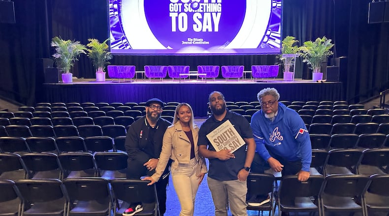 Filmmakers, Tyson Horne, DeAsia Paige, Ryon Horne and Ernie Suggs at Center Stage on the eve of the premiere of "The South Got Something to Say."