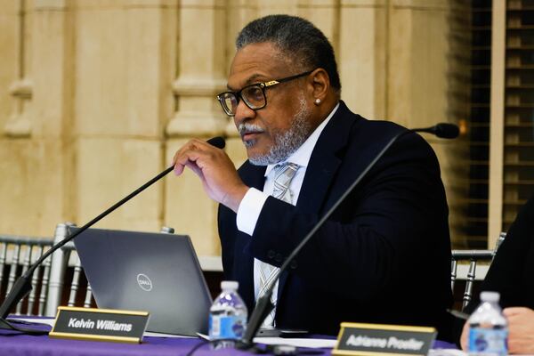 Chair Kelvin Williams speaks during an Atlanta Citizen Review Board meeting at City Hall on Dec. 11, 2025. The Atlanta Citizen Review Board is responsible for investigating all officer-involved shootings, serious injuries and deaths in Atlanta police custody. (Abbey Cutrer/AJC)