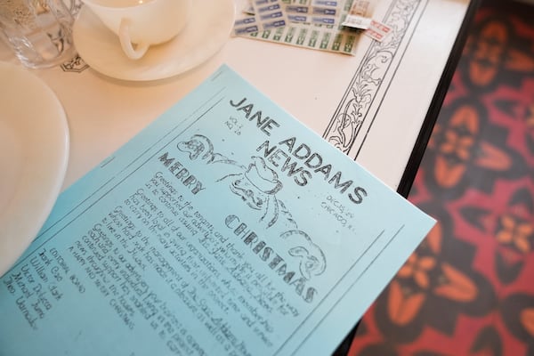 A copy of the Jane Addams News is displayed at the National Public Housing Museum, built in the last remaining building of the 1930s WPA-era Jane Addams Homes, Wednesday, March 19, 2025, in Chicago. (AP Photo/Erin Hooley)