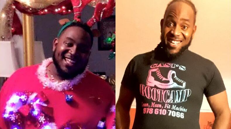 In the photo on the left, taken in December 2016, Eric Morgan weighed 346 pounds. In the photo on the right, taken this month, he weighed 220 pounds. (All photos contributed by Eric Morgan)