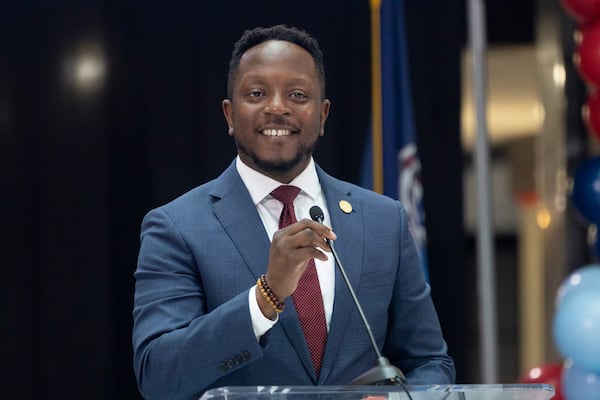 Courtney English, Atlanta Mayor Andre Dickens' chief of staff, speaks during a press conference to unveil Dickens’ Neighborhood Reinvestment Initiative at Atlanta City Hall on Tuesday, Sept. 30, 2025. (Jason Getz / AJC)