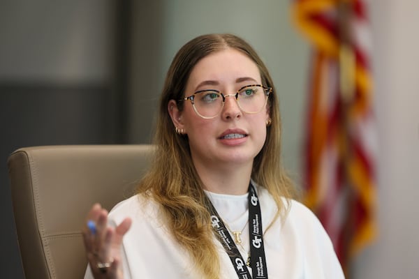 Georgia Tech Digital Intelligence Analyst Flynn Nauta is interviewed by the AJC at the Georgia Tech Police Department, Monday, May 12, 2025, in Atlanta. (Jason Getz / AJC)