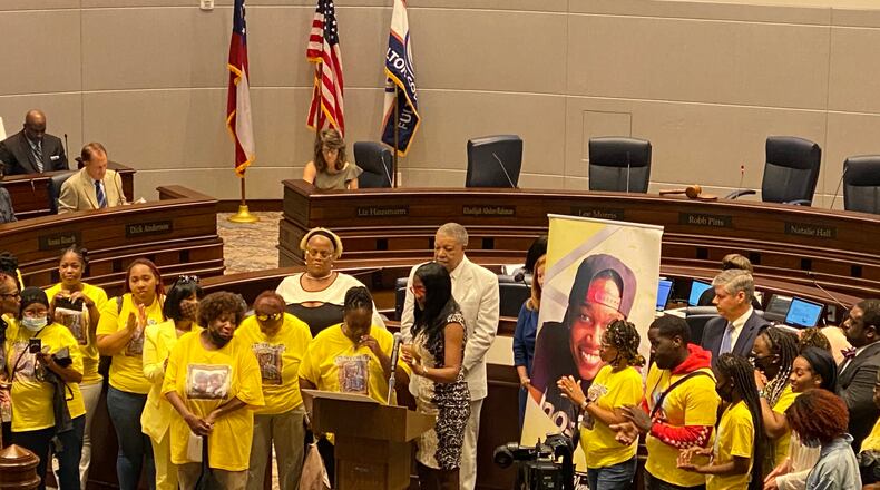 The Fulton County Board of Commissioner on Wednesday declared July 5, 2021 as “Erica Michelle Robinson Remembrance Day” to honor the one-year anniversary of her death. (Ben Brasch/AJC)