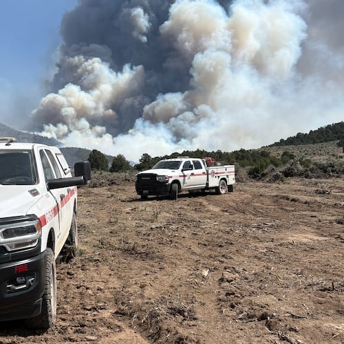 The Iron Fire burns outside near Eureka, Utah, Jun. 20, 2026. (Kelly Wickens/Utah Forestry, Fire State Lands via AP)