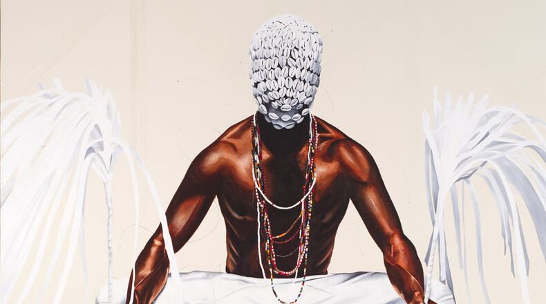 Artist Fahamu Pecou unites contemporary commentary on endemic violence against black men with African spiritual traditions in his solo show “DO or DIE: Affect, Ritual, Resistance,” which includes the work “The Return.” CONTRIBUTED BY LYONS WEIR GALLERY, NEW YORK