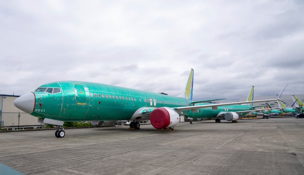 FILE - Boeing 737 MAX airliners are pictured at the company's factory on Thursday, Sept. 12, 2024, in Renton, Wash. (AP Photo/Stephen Brashear, File)