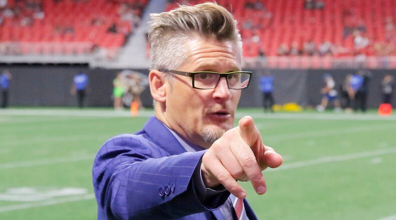8/26/17 - Atlanta, GA - General Manager Thomas Dimitroff.   The first game in Mercedes-Benz Stadium  was Saturday, as the Atlanta Falcons played Arizona in an exhibition game.. BOB ANDRES  /BANDRES@AJC.COM