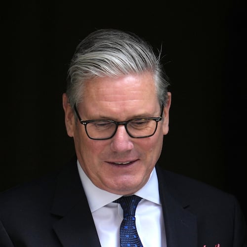 Britain's Prime Minister Keir Starmer leaves 10 Downing Street to attend the weekly session of Prime Minister's Questions in parliament in London, Wednesday, June 10, 2026. (AP Photo/Kin Cheung)